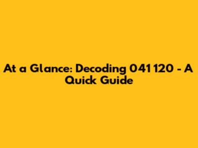 At a Glance: Decoding 041 120 - A Quick Guide