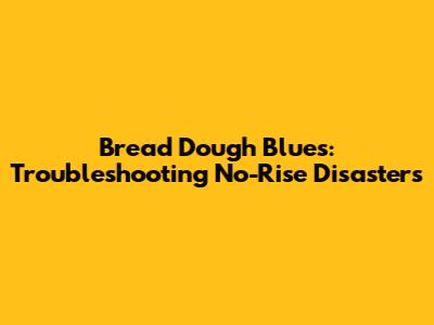 Bread Dough Blues: Troubleshooting No-Rise Disasters