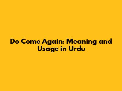 Do Come Again: Meaning and Usage in Urdu