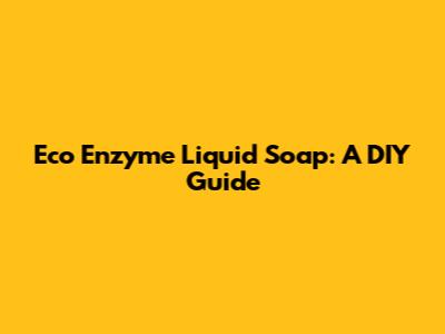 Eco Enzyme Liquid Soap: A DIY Guide