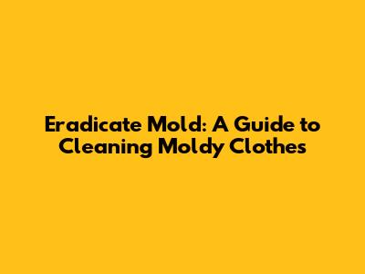Eradicate Mold: A Guide to Cleaning Moldy Clothes