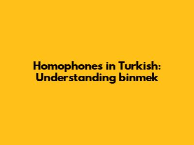Homophones in Turkish: Understanding 'binmek'