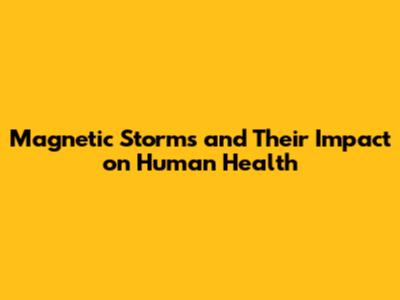 Magnetic Storms and Their Impact on Human Health