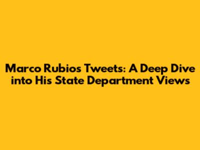 Marco Rubio's Tweets: A Deep Dive into His State Department Views