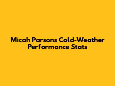 Micah Parsons' Cold-Weather Performance Stats