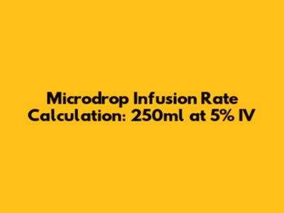 Microdrop Infusion Rate Calculation: 250ml at 5% IV