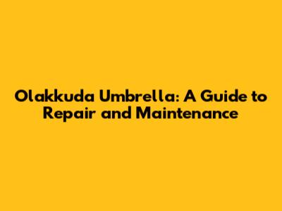 Olakkuda Umbrella: A Guide to Repair and Maintenance