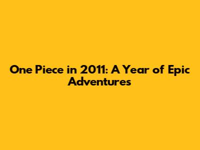 One Piece in 2011: A Year of Epic Adventures