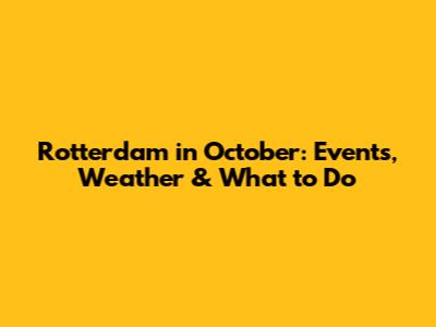 Rotterdam in October: Events, Weather & What to Do