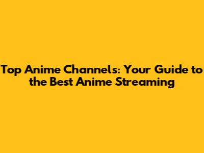 Top Anime Channels: Your Guide to the Best Anime Streaming