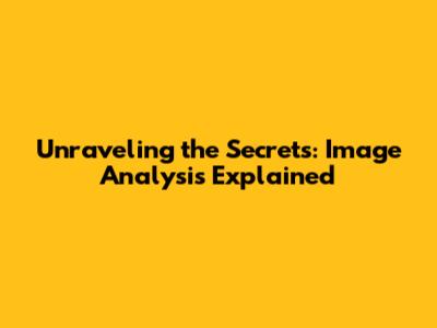 Unraveling the Secrets: Image Analysis Explained