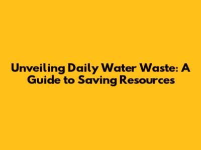 Unveiling Daily Water Waste: A Guide to Saving Resources