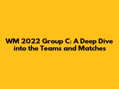 WM 2022 Group C: A Deep Dive into the Teams and Matches