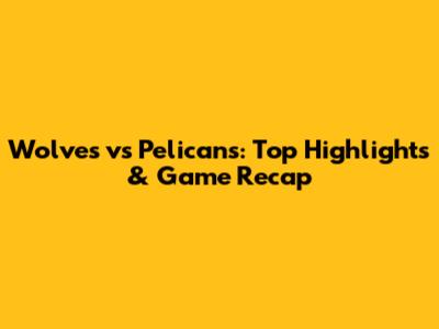 Wolves vs Pelicans: Top Highlights & Game Recap